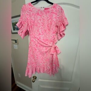 Lilly Pulitzer Pink and White Paisley wrap Dress. Very flattering!